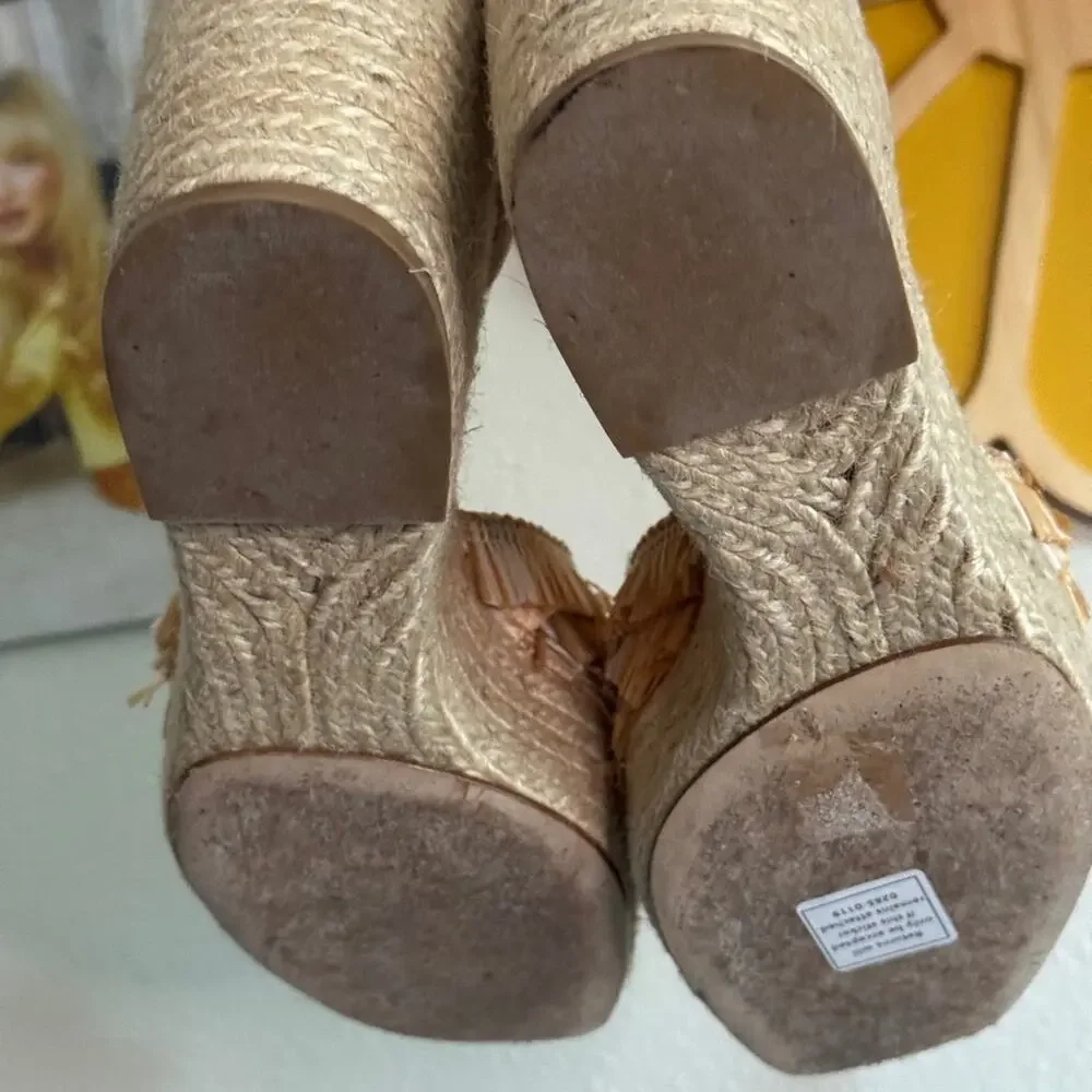 Paloma Barcelo Raffia Espadrille Wedges 39